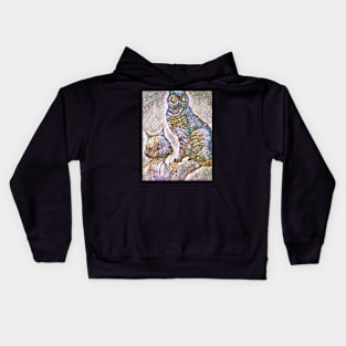 A Cat and An Owl Mosaic Mash-Up Kids Hoodie